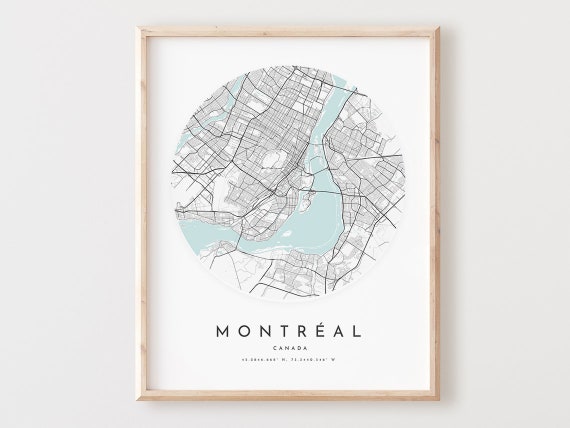 Montreal City Map Print, Modern Wall Art