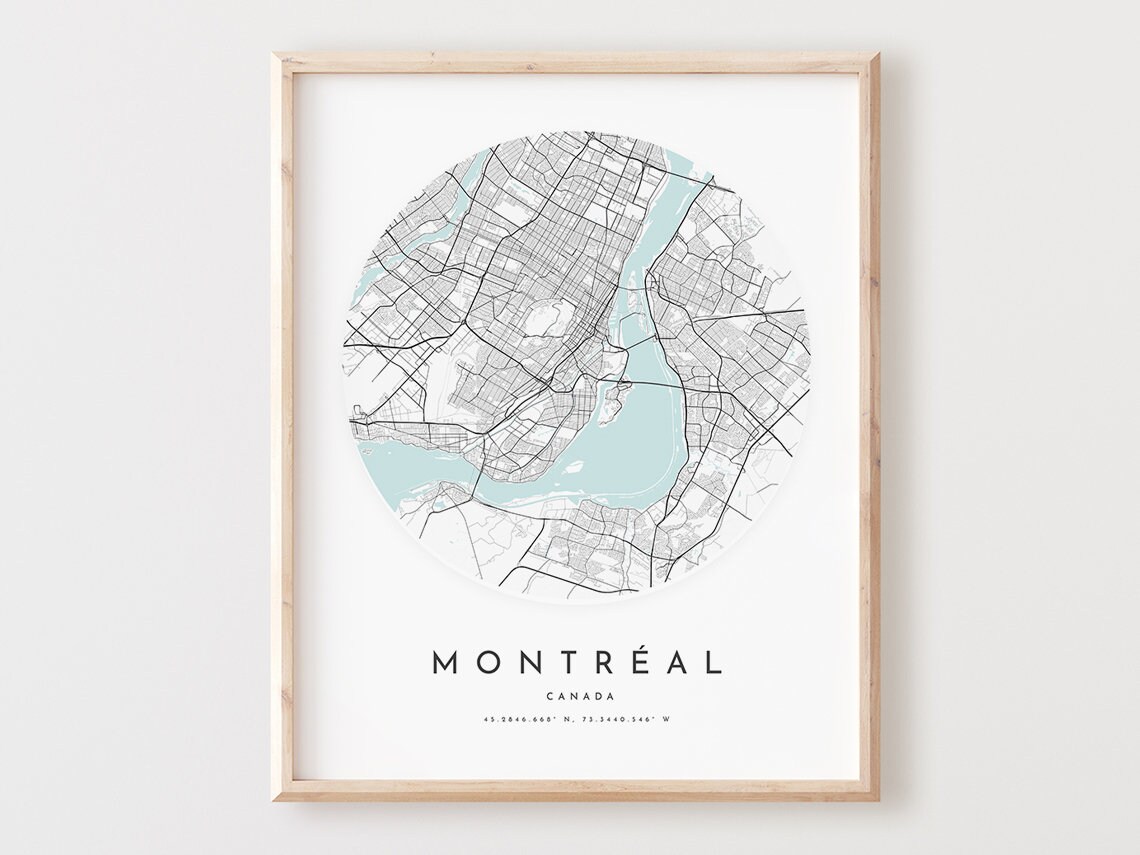 Montreal City Map Print, Modern Wall Art