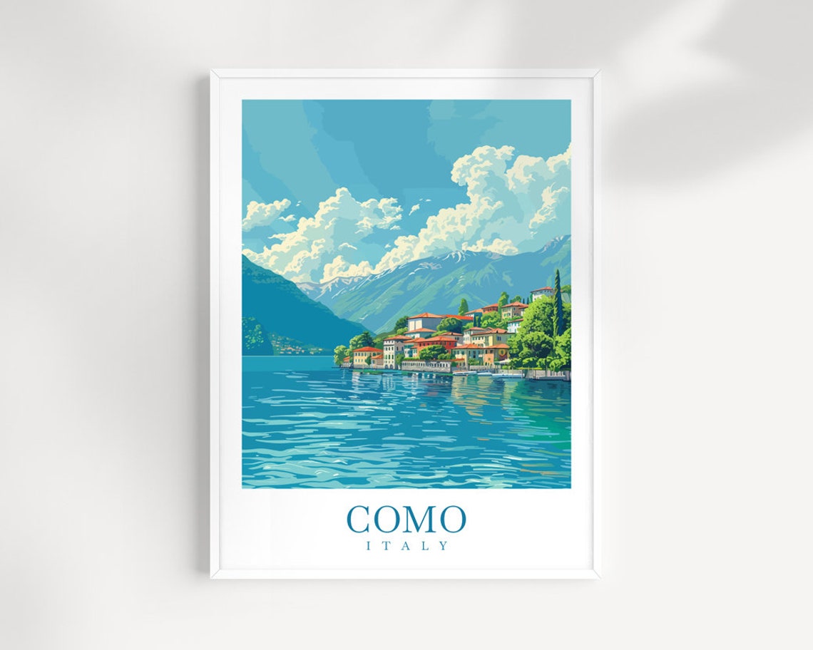 Como Italy Lake Como Lakeside Village and Mountain Travel Poster