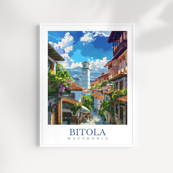 Bitola Macedonia Travel Poster Cityscape Wall Art