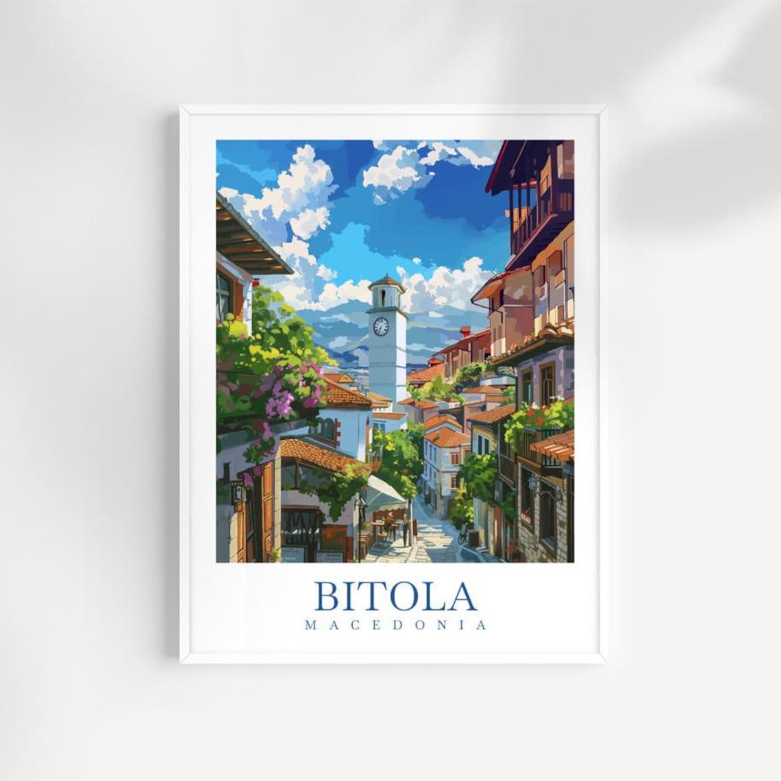 Bitola Macedonia Old Town Clock Tower Balkan Street Travel Poster