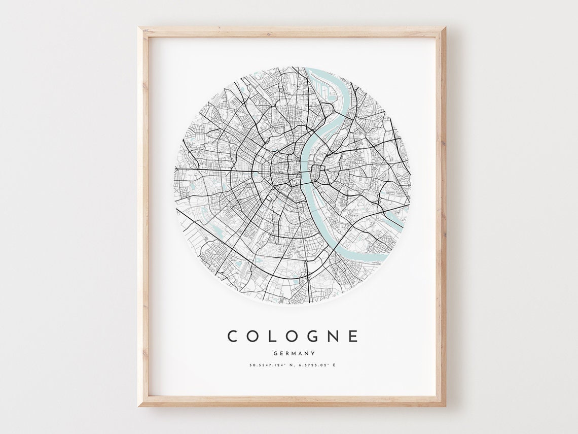 Cologne Germany Map Poster Minimalist Circular City Street Artwork