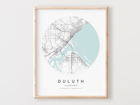 Duluth Minnesota Map Print City Street Art Poster