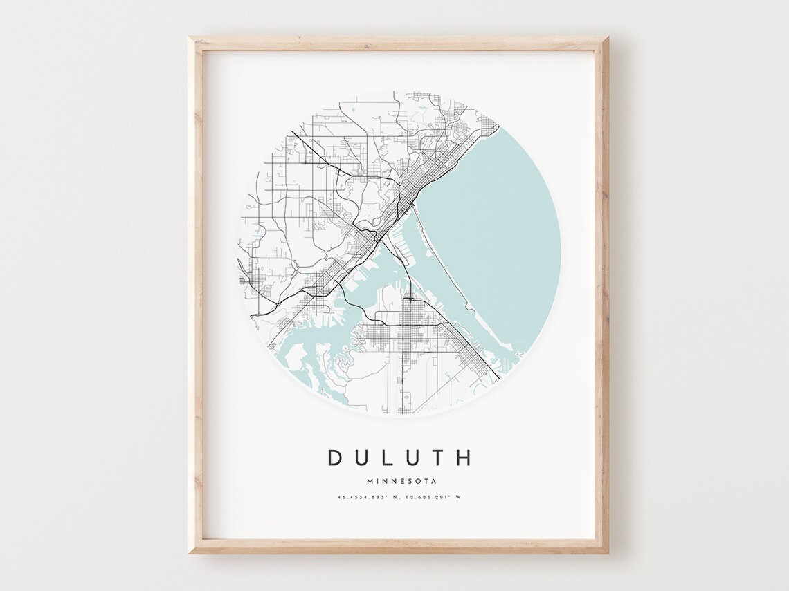 Duluth Minnesota Map Print City Street Art Poster