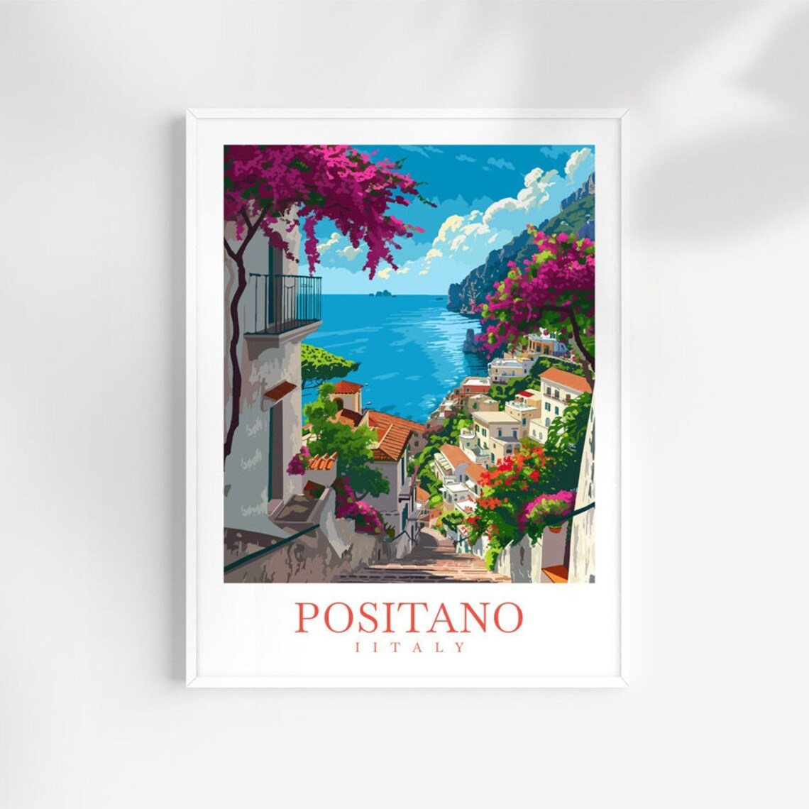 Positano Italy Amalfi Coast Cliff Village Colorful Travel Poster