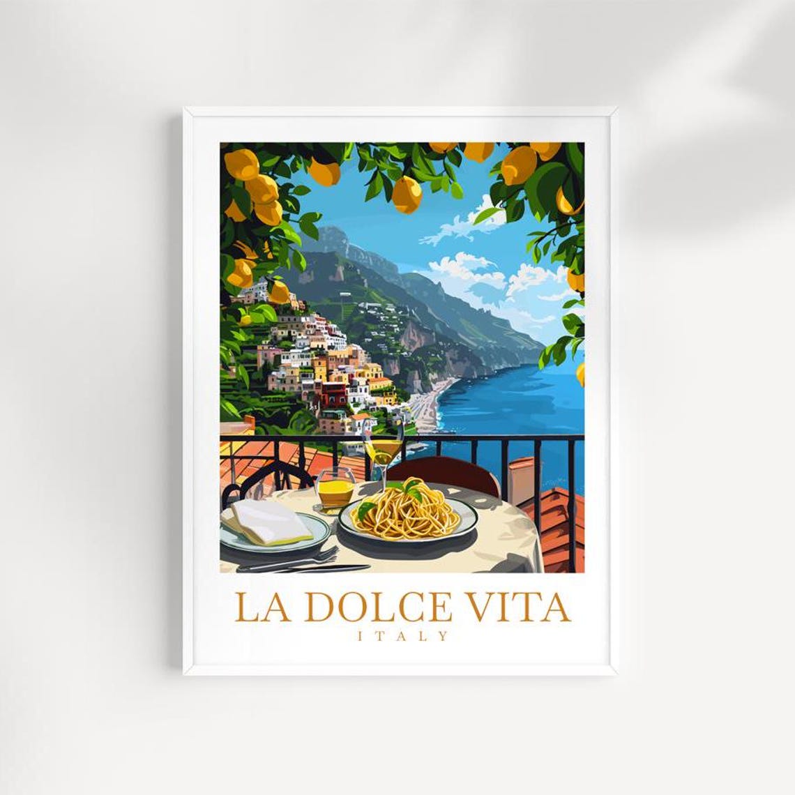 La Dolce Vita Italy Pasta Terrace Overlook Coastal View Poster
