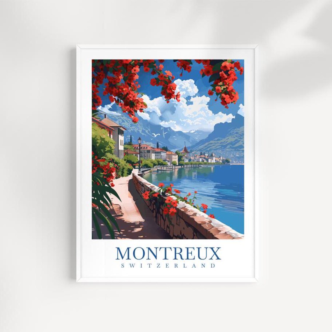 Montreux Switzerland Lake Geneva Lakeside Promenade Travel Poster