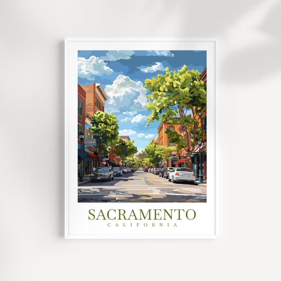 Sacramento California Historic Downtown Street Scene Travel Poster