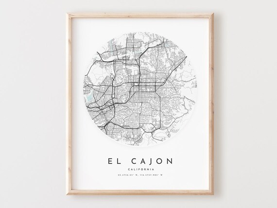 El Cajon Map Print City Street Art