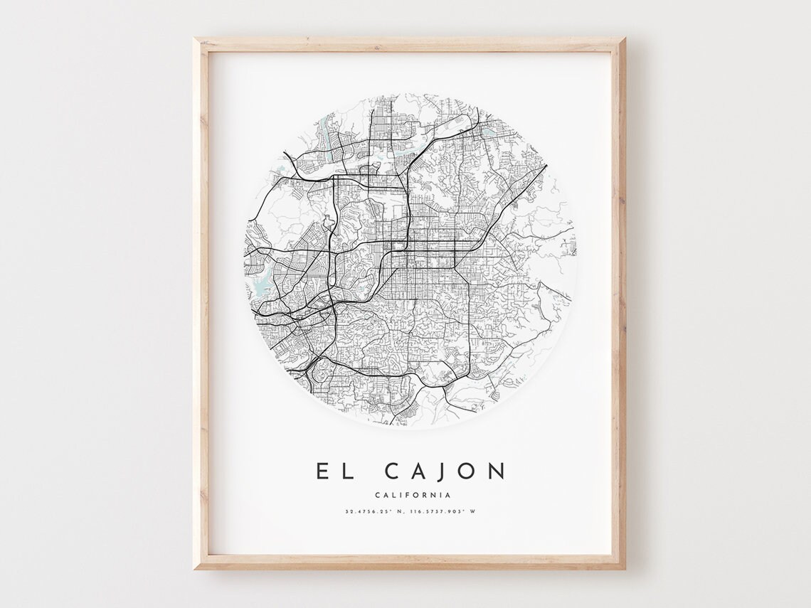El Cajon Map Print City Street Art