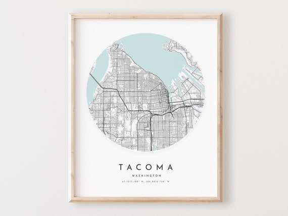 Tacoma Map Print, Washington City Street Art