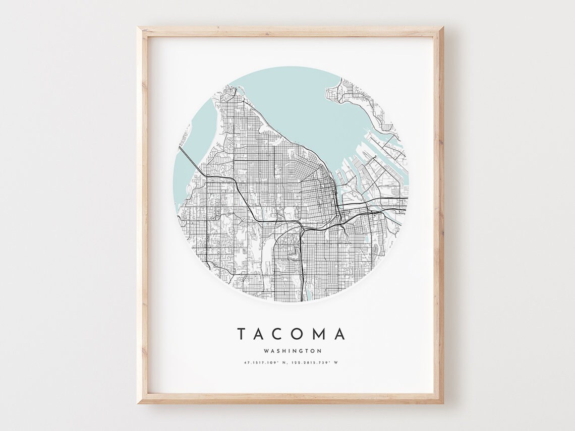 Tacoma Map Print, Washington City Street Art