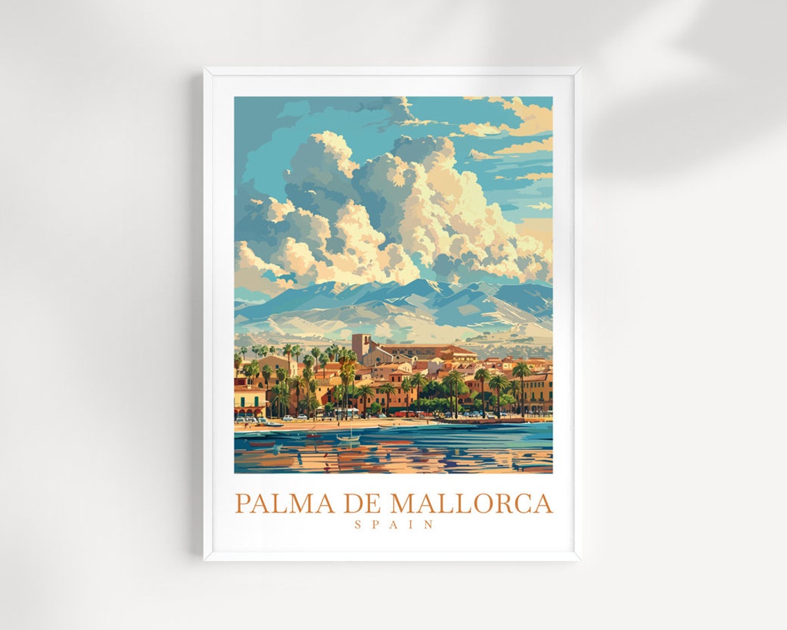 Palma De Mallorca Spain Waterfront Promenade Palms Travel Poster