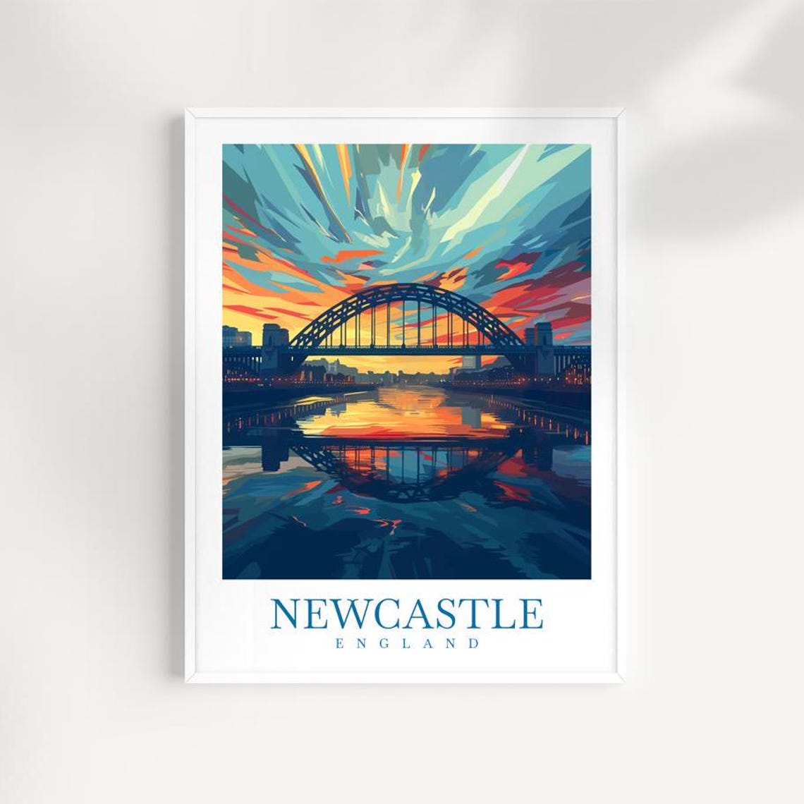 Newcastle England Tyne Bridge Sunset Reflection River Poster