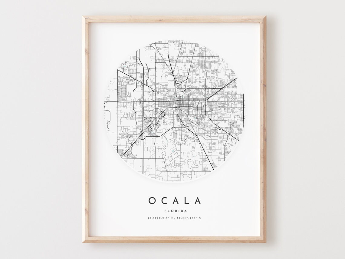 Ocala Florida Map Print City Street Art Poster