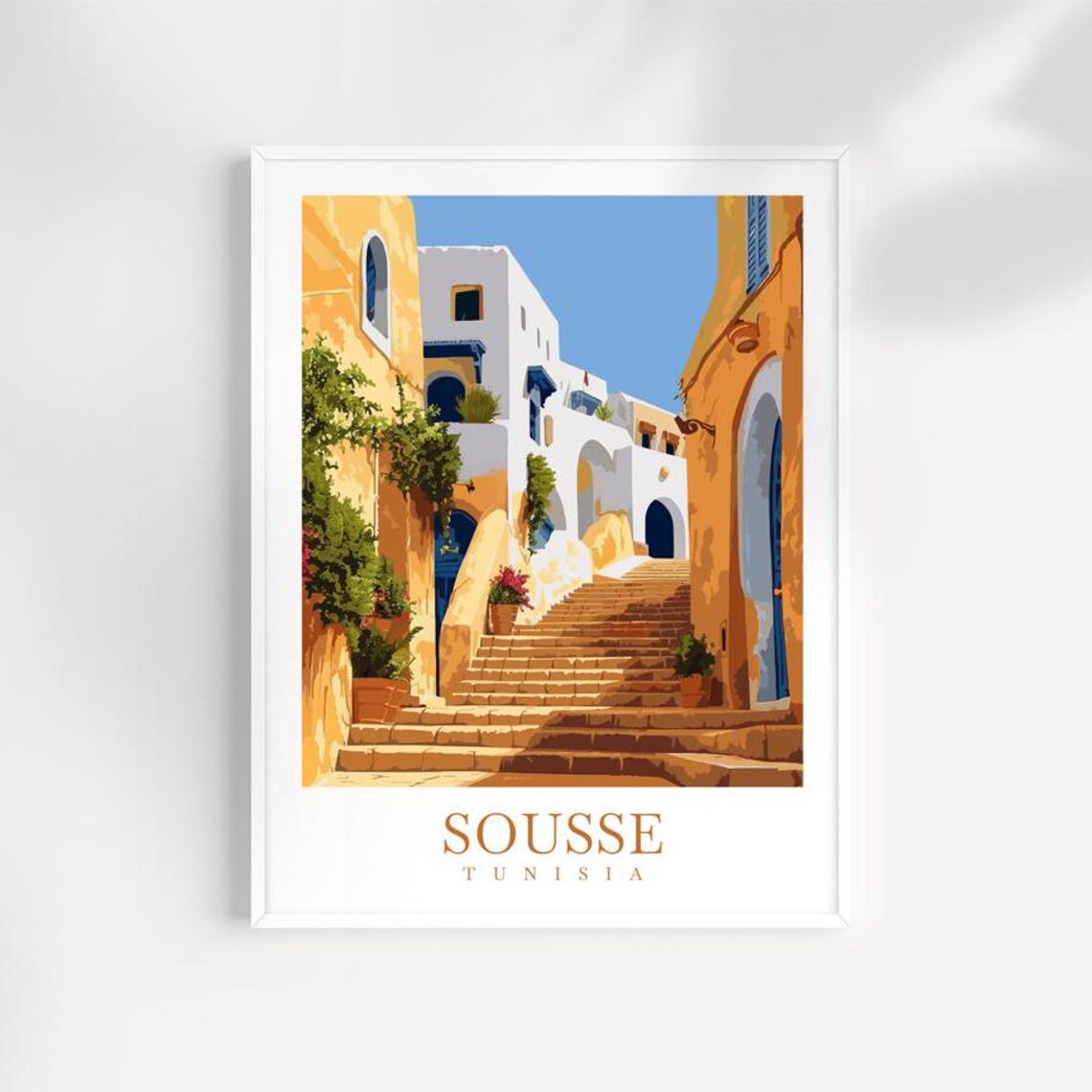Sousse Tunisia Charming Medina Stairs Alley Vista Scene Poster