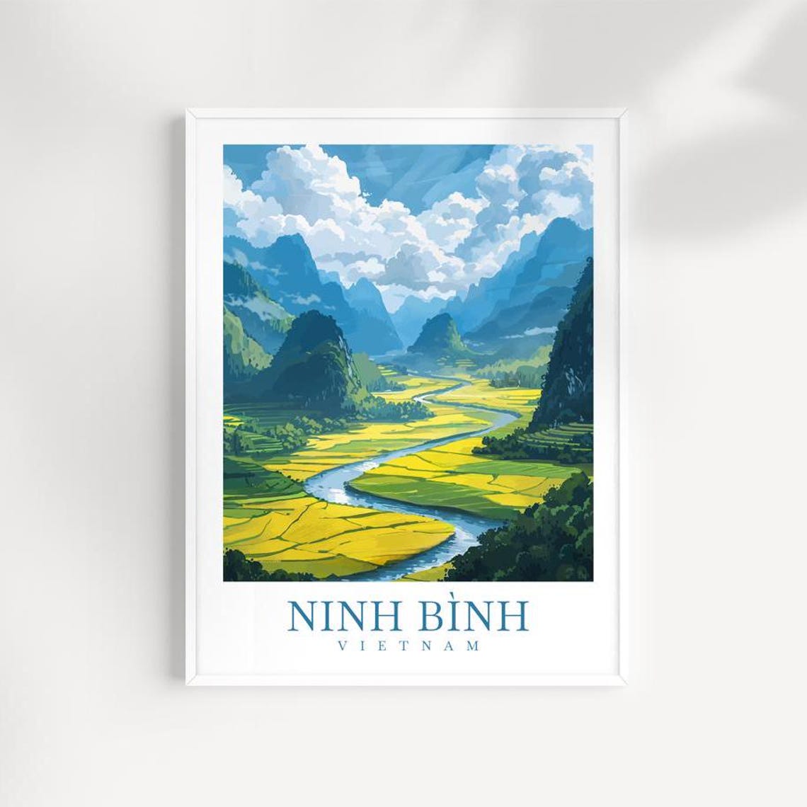 Ninh Binh Vietnam Scenic Green Winding River Fields Valley Poster