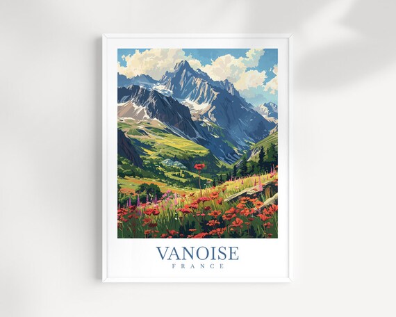 Vanoise France Alpine Meadow Wildflower Peak View Scenic Poster