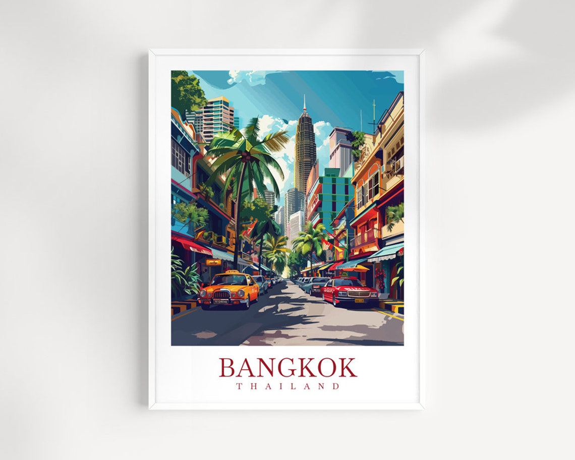 Bangkok Travel Print Wall Art Thailand Wall Hanging Home Decor Bangkok Gift Art Lovers Wall Art Thailand Travel Print Gift Thai Travel Art