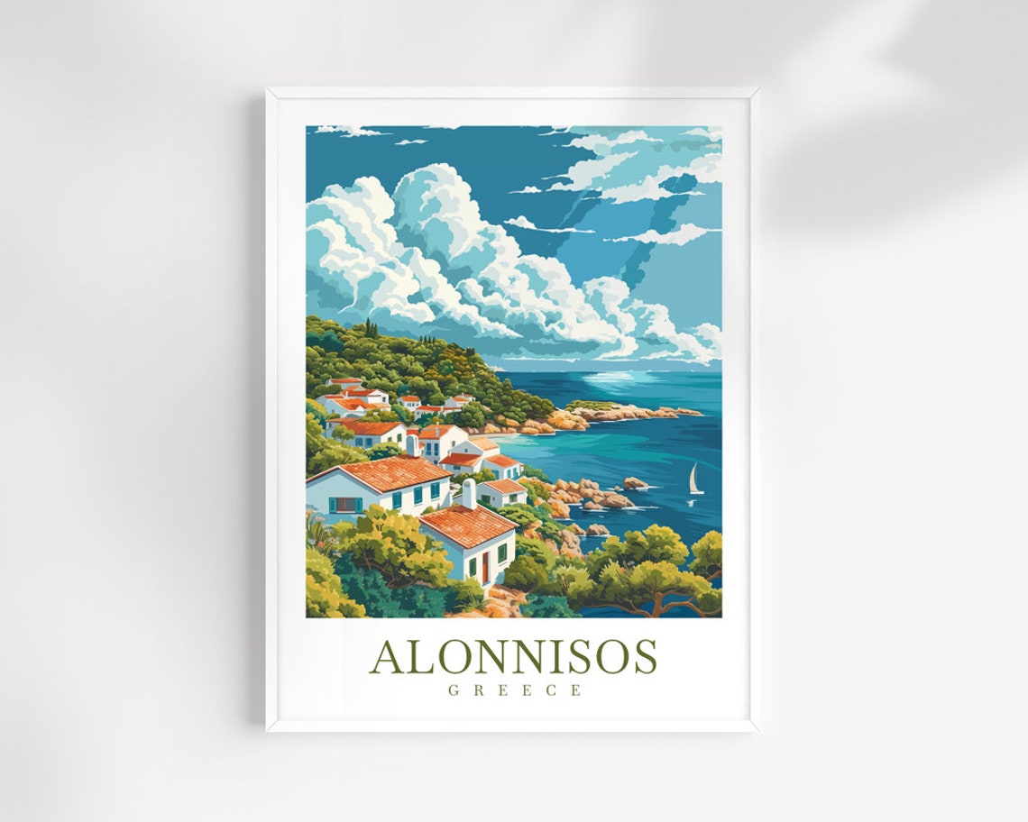 Alonnisos Travel Print Wall Art Alonnisos Greece Wall Hanging Home Decoration Alonnisos Gift Art Lovers Wall Art Print Alonnisos Greece