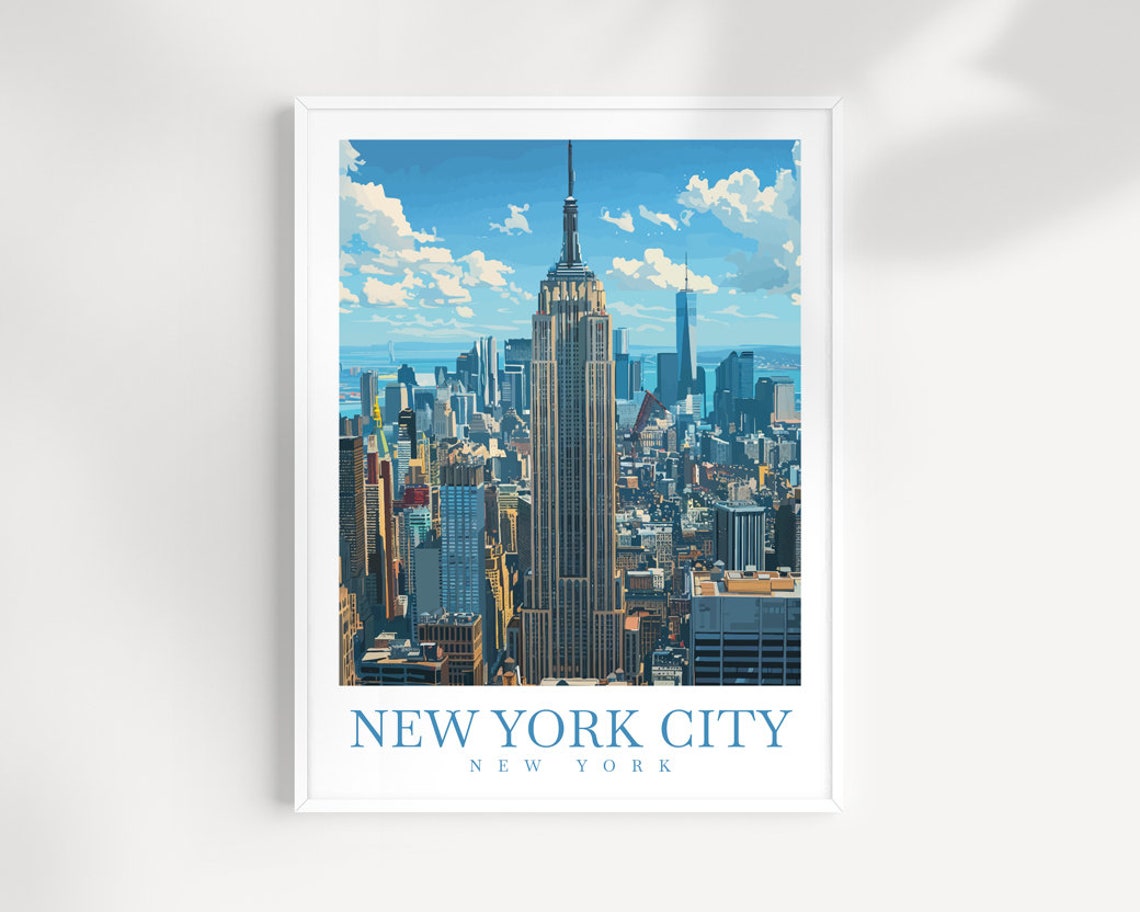 New York City Empire State Building Manhattan Skyline Travel Poster