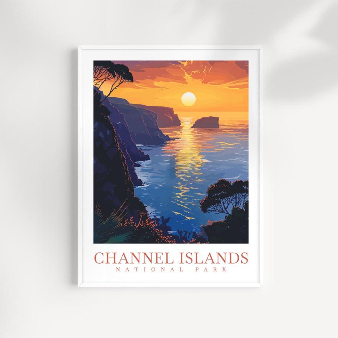 Channel Islands National Park Sunset Sea Cliffs Ocean View Travel Poster