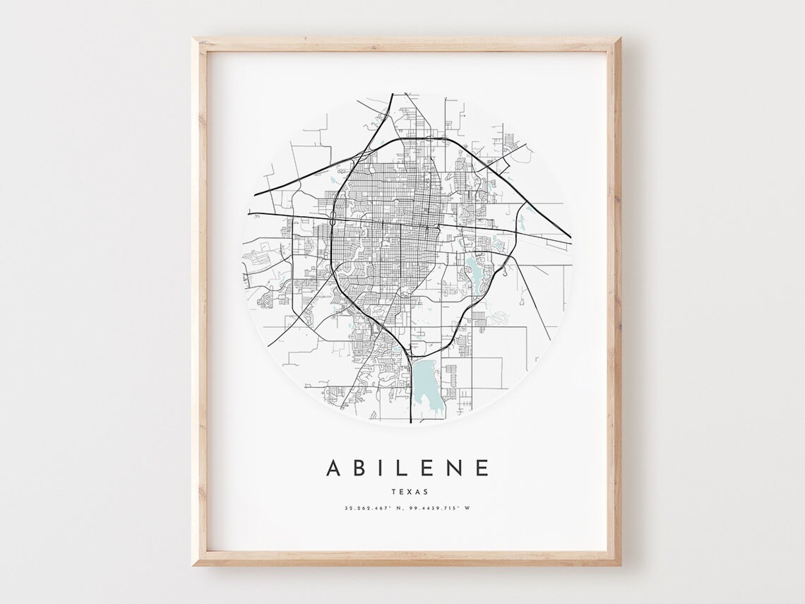 Abilene Texas Map Print Minimalist City Street Poster