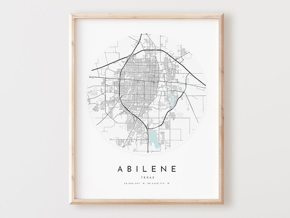 Abilene Texas Map Print Minimalist City Street Poster
