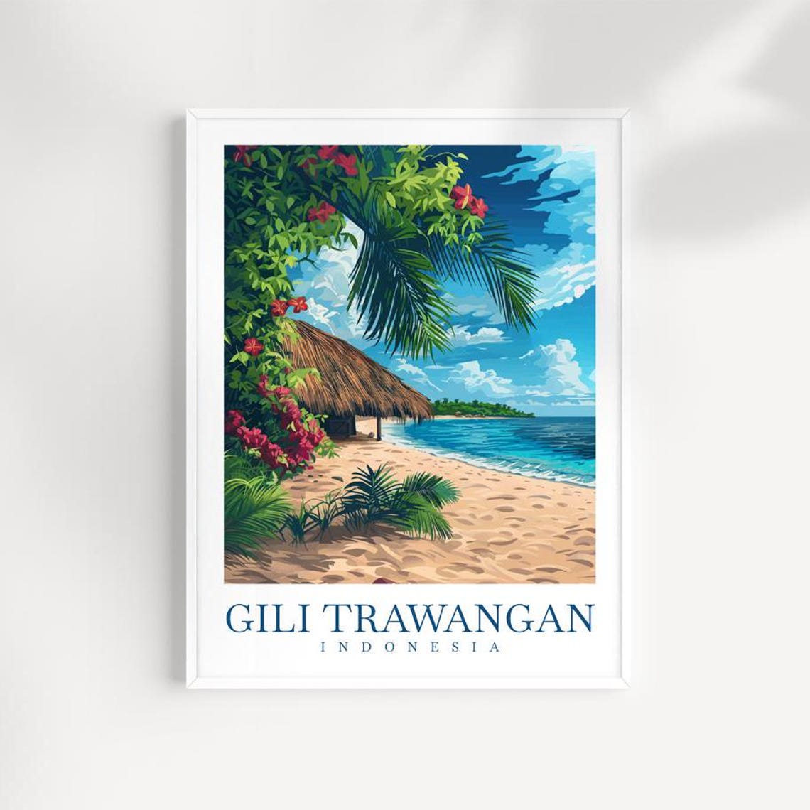 Gili Trawangan Travel Print Indonesia Poster Wall Art Gili Trawangan Gift Art Lovers Indonesia Gili Trawangan Travel Art Poster