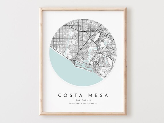Costa Mesa Map Print City Street Art