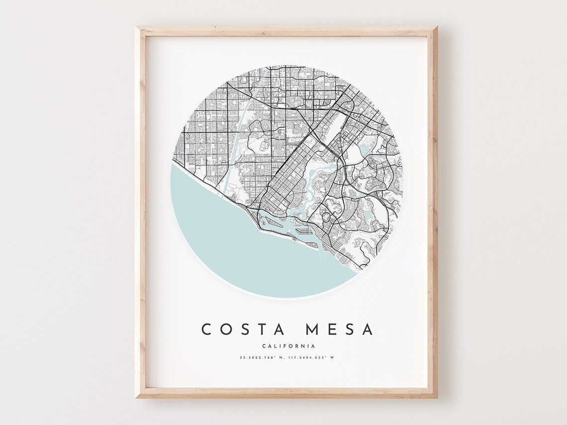 Costa Mesa Map Print City Street Art
