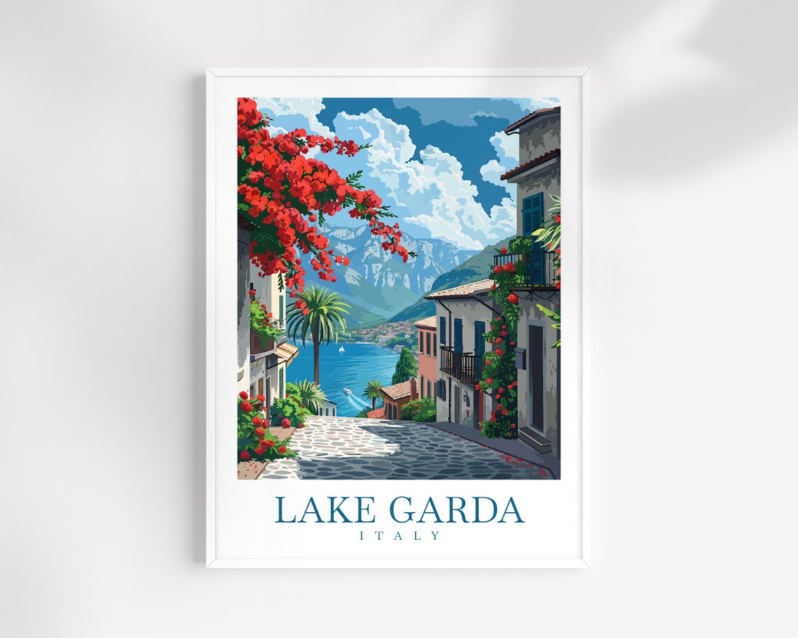 Lake Garda Travel Poster, Italy Travel Wall Art