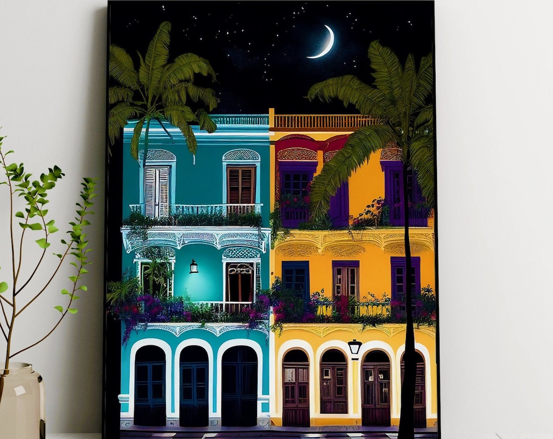 Puerto Rico San Juan Night Landscape, Starry Sky Art Print - Image 2
