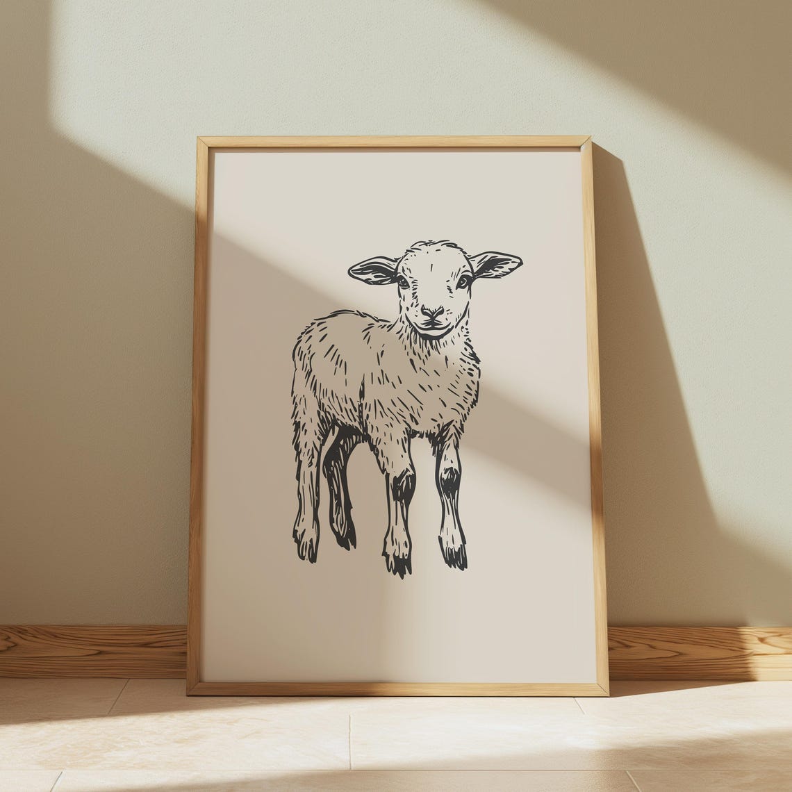 Nursery Lamb Print Lamb Baby Room Poster Farm Animal Vintage Sketch Animals Retro Art Girls Nursery Art Decor Boys Nursery Wall Art - Image 2