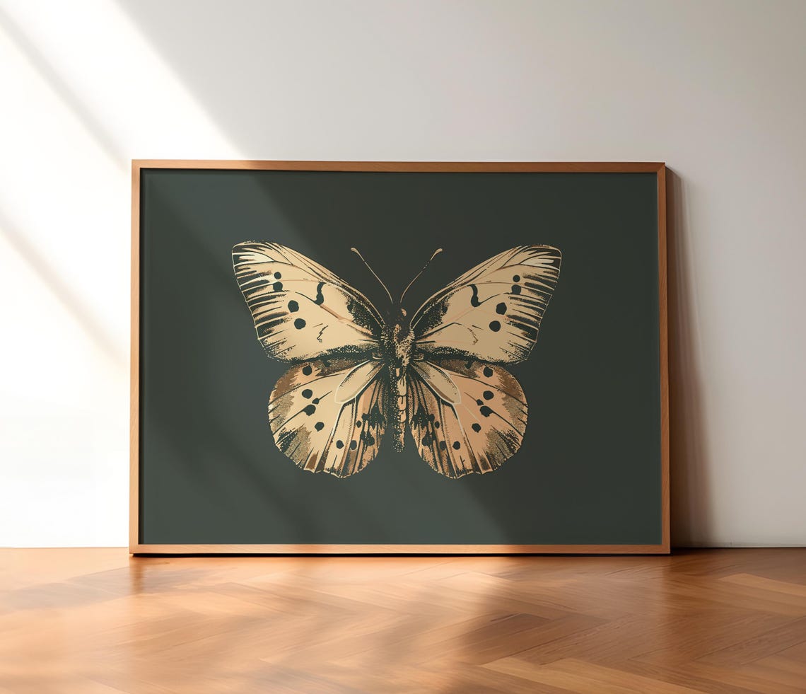 Butterfly Vintage Poster Retro Butterfly Print Dark Moody Insect Butterfly Wall Art Decor Vintage Poster Art Antique Moth Painting - Image 3