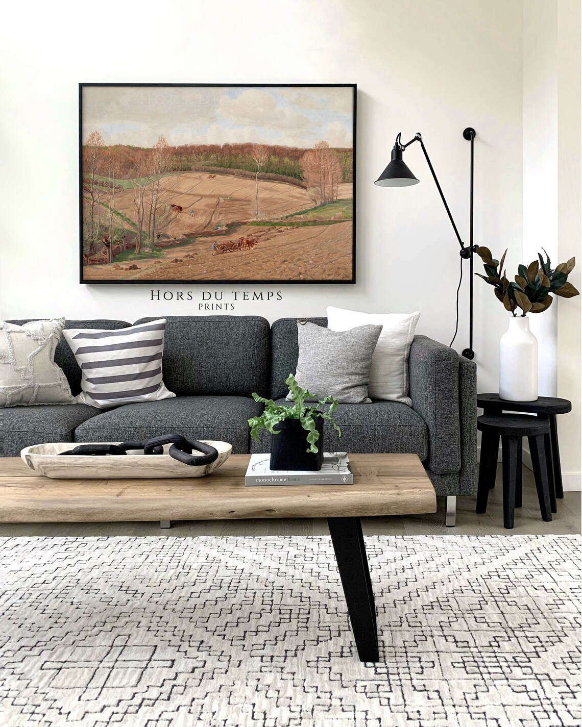 Plowed Field Horse Cart Harvest Vintage Farm Landscape Painting Poster - Image 2