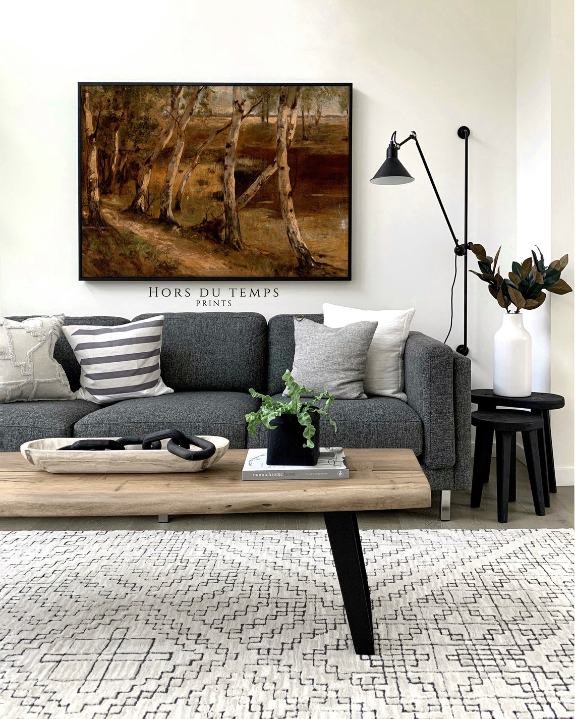 Birch Tree Forest Landscape Painting Earthy Tone Vintage Art Hors Du Temps Prints - Image 2