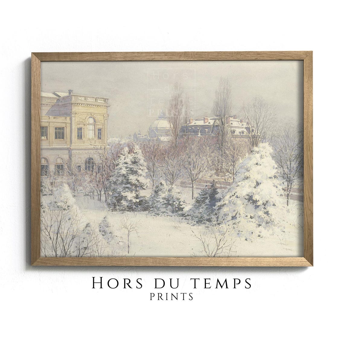 Snowy Garden Cityscape Pale Winter Palace Grounds Oil Painting Poster