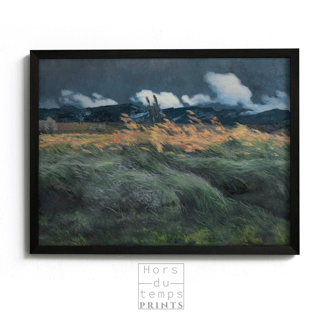 Windy Moorland Dusk Swaying Grasses Stormy Sky Dramatic Art Poster - Image 2
