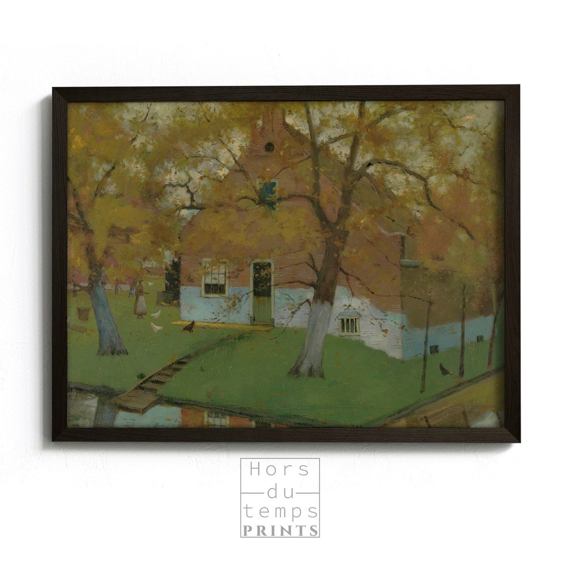 Dutch Brick House Canal Autumn Trees Vintage Oil Painting Poster - Image 2