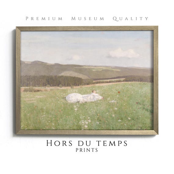 Cute Baby Painting Wildflowers Meadow Landscape In Soft Pastel Tones Antique Farmhouse Rustic Art Hors Du Temps Prints