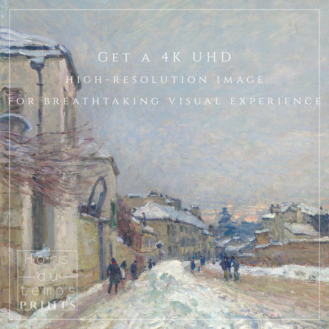 Snowy Village Street in Winter Impressionist Village Scene Poster - Image 2