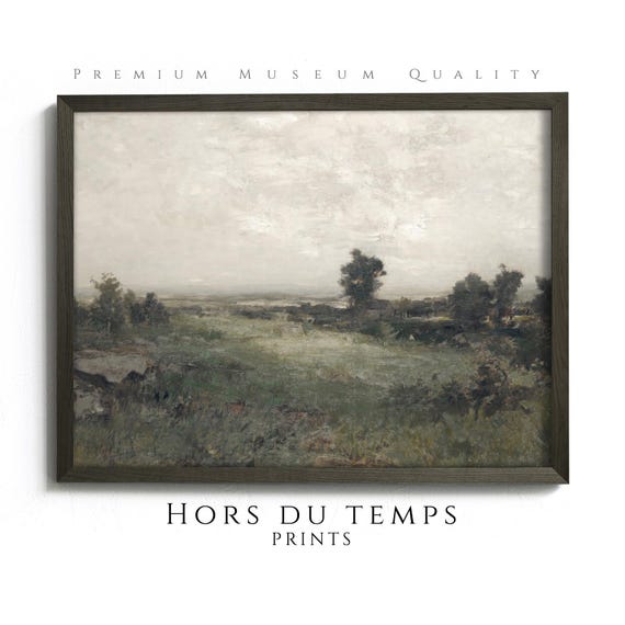 Moody Green Tones Village Landscape Muted Rustic Vintage Painting Antique Cottagecore Farmhouse Art Hors Du Temps Prints