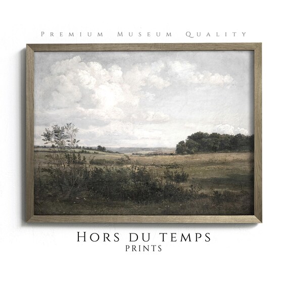 Dramatic Clouds Over Rolling Countryside Fields Vintage Sky Art Poster