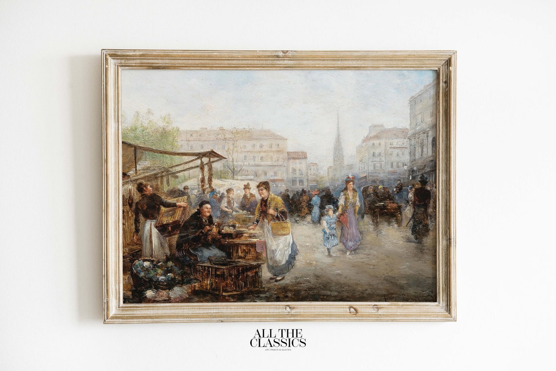 Emil Barbarini A Market Scene In Vienna Street Vendors Poster