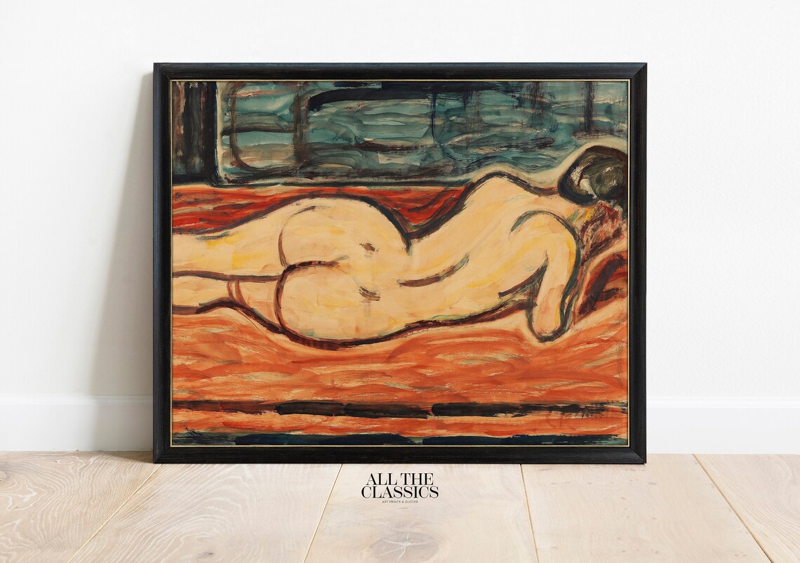 Christian Rohlfs Reclining Female Nude Orange Expressionist Poster - Image 3