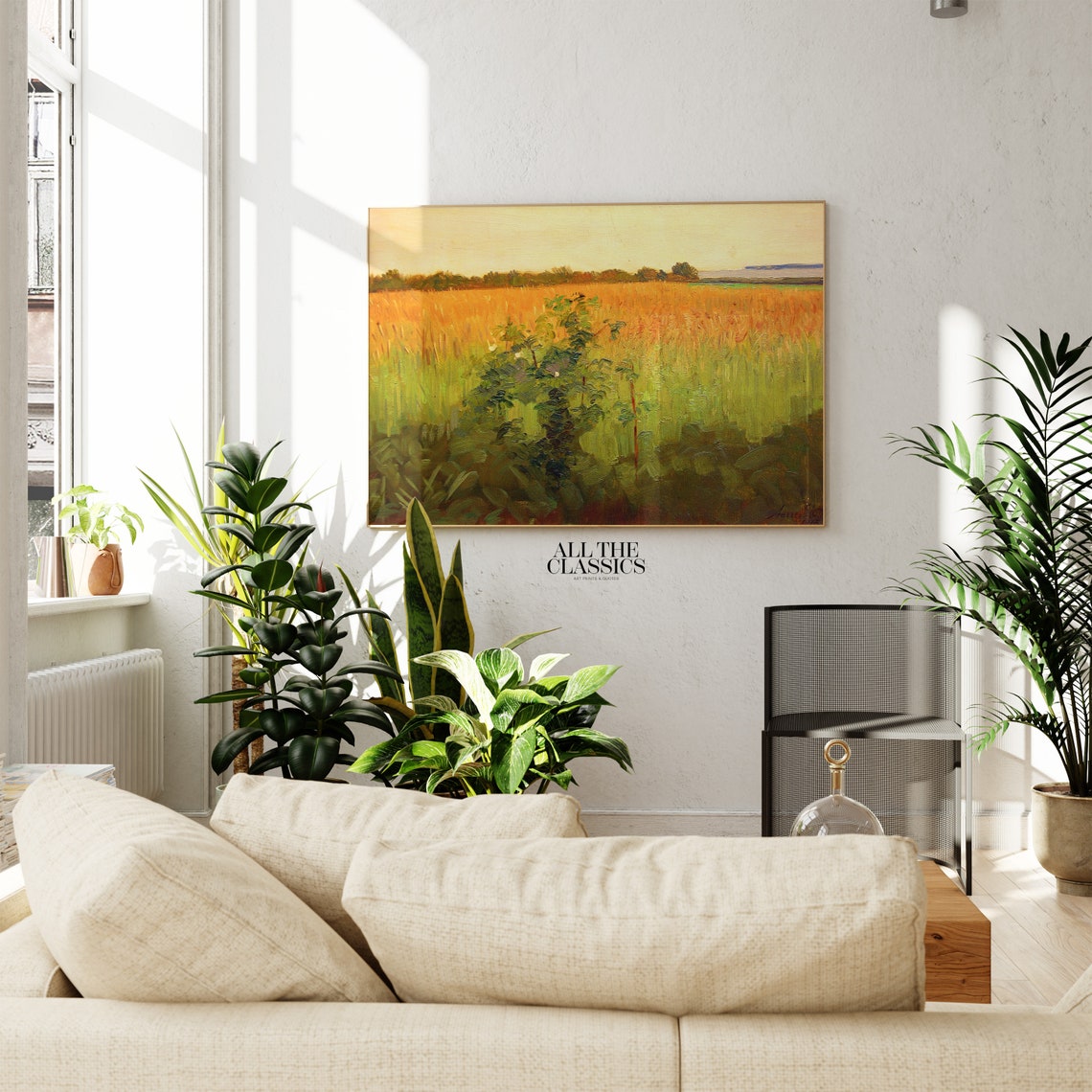 Golden Wheat Field Glowing at Sunset Impressionist Art Poster - Image 3