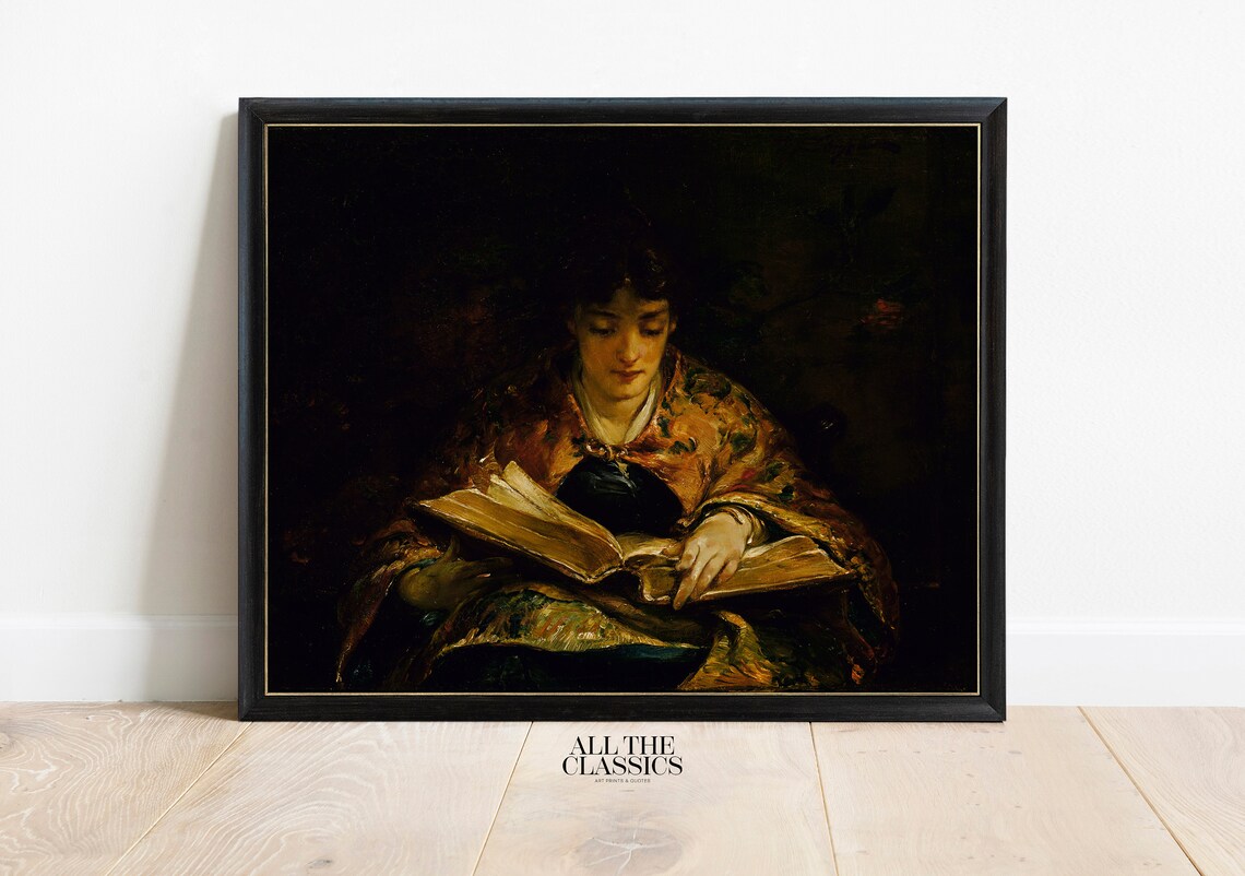 Walter Shirlaw Woman Reading Among The Old Poets Dark Dramatic Art Poster - Image 3