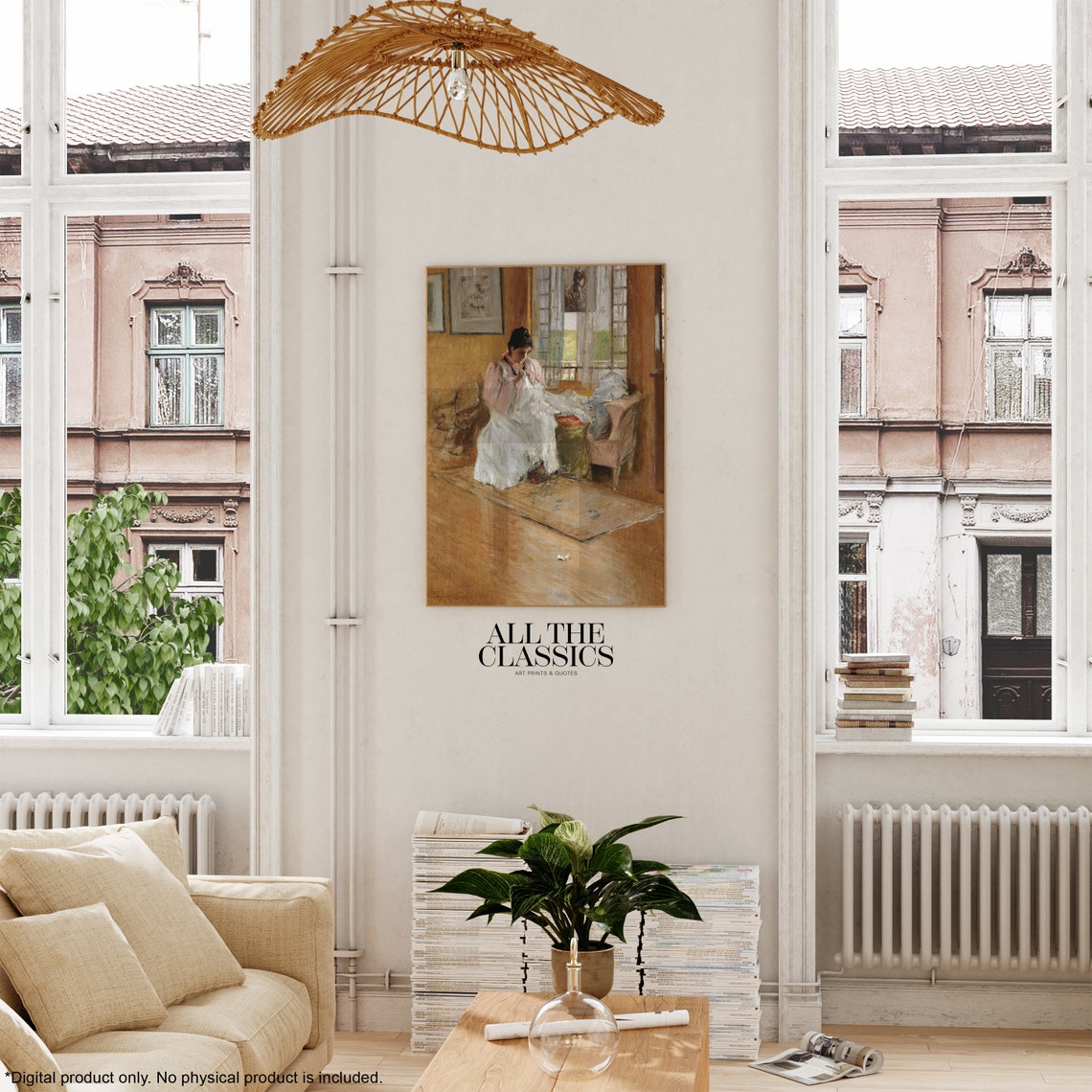 Woman Sunlit Interior Window Vintage Impressionist Portrait Poster - Image 3