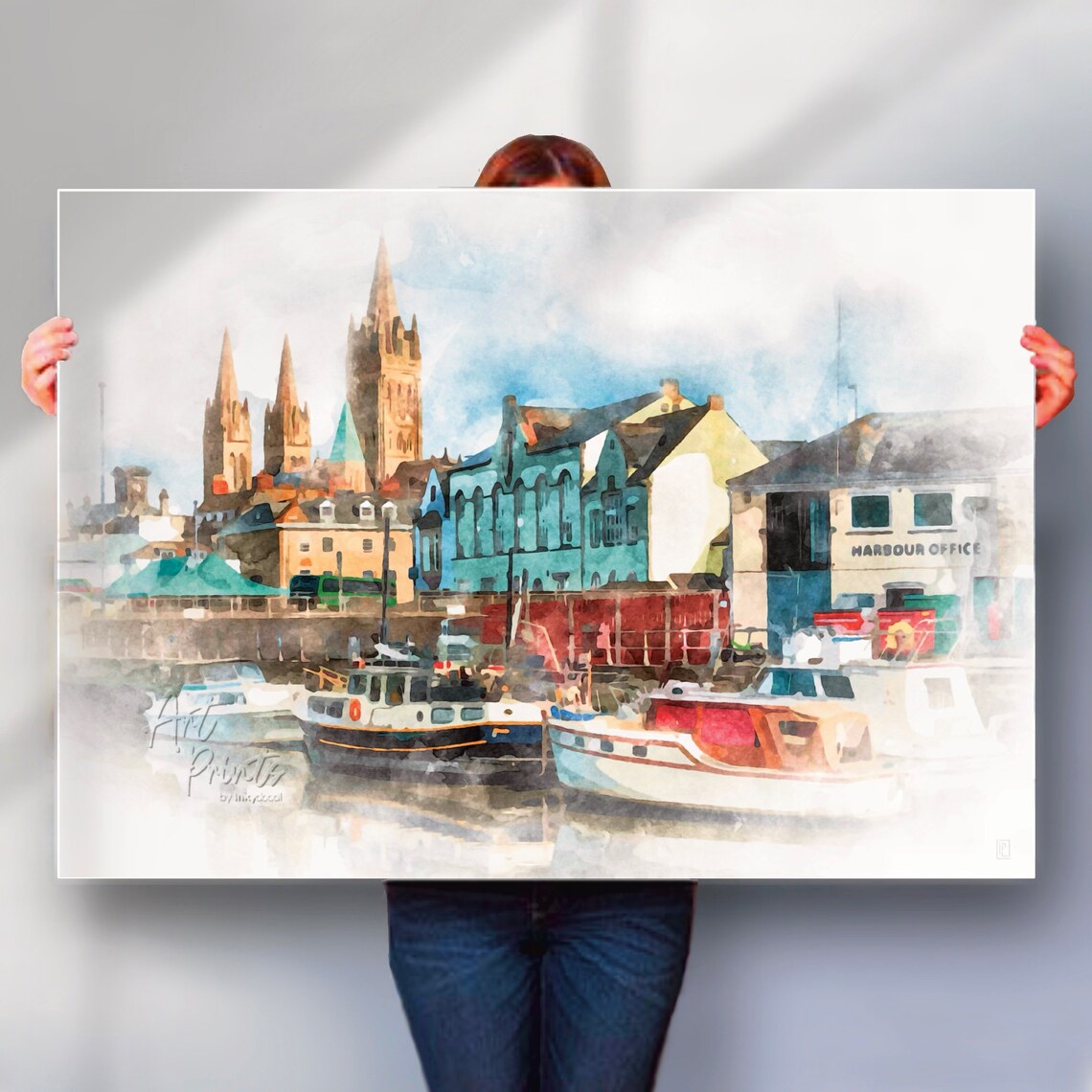 Truro Harbour Watercolour Art Print, Cornwall